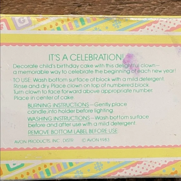 Avon Year-To-Year Birthday Candle Holder Years 1-4 Clown Ceramic 1983 VINTAGE - Picture 12 of 12